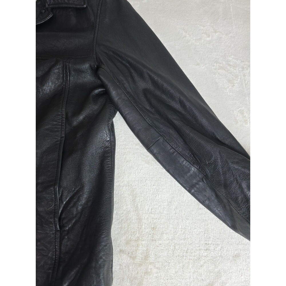 Nine West Black 100% Leather Jacket Coat Blazer Women’s Size Medium Button Lined - Picture 2 of 16